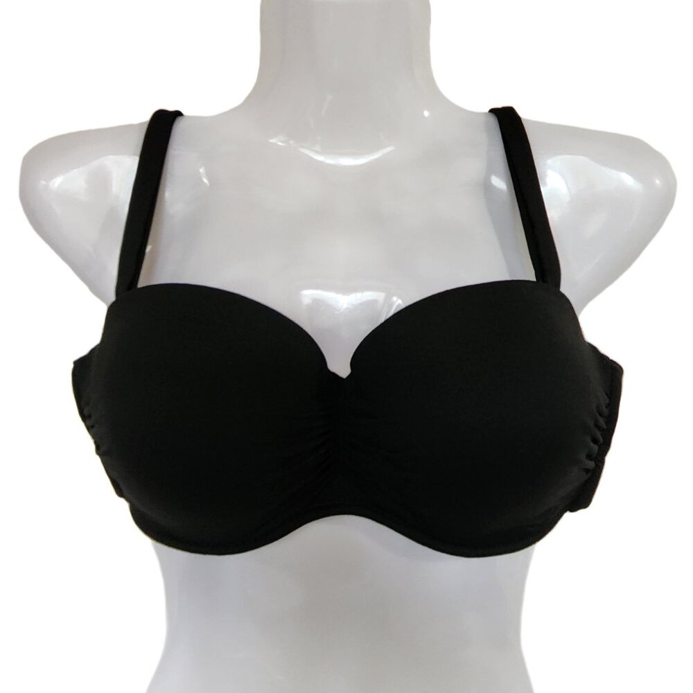 Turquoise Couture Black Adjustable Bikini Top D Cup
